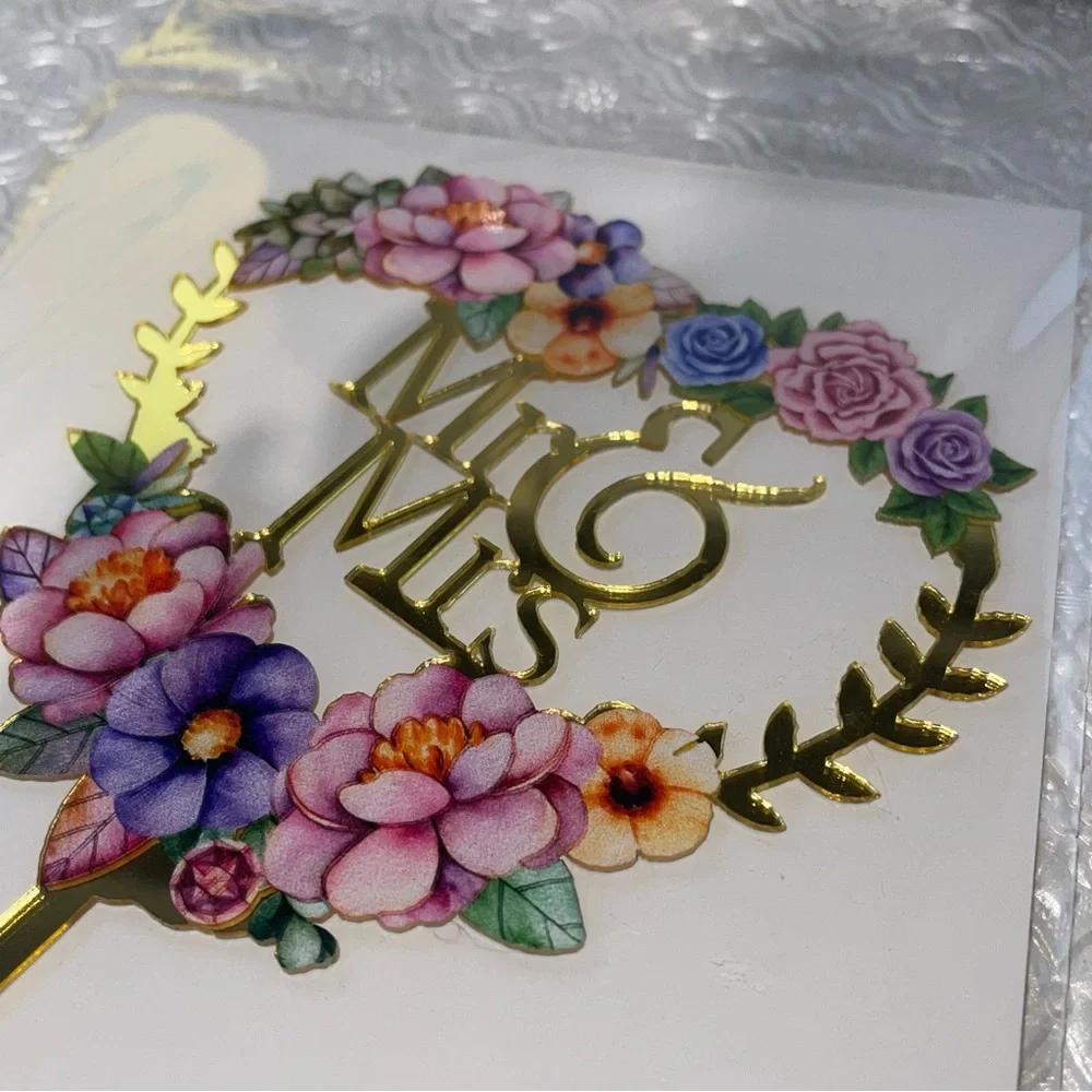 New - Mr & Mrs. Cake topper - Floral Design